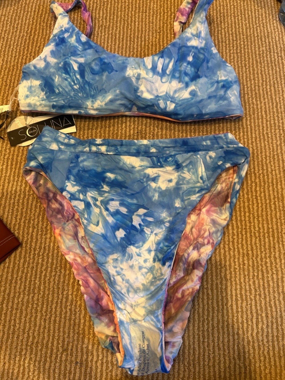 NWT SOLUNA swim reversible Tie-Dye high waist Bikini Set size medium - Picture 6 of 10